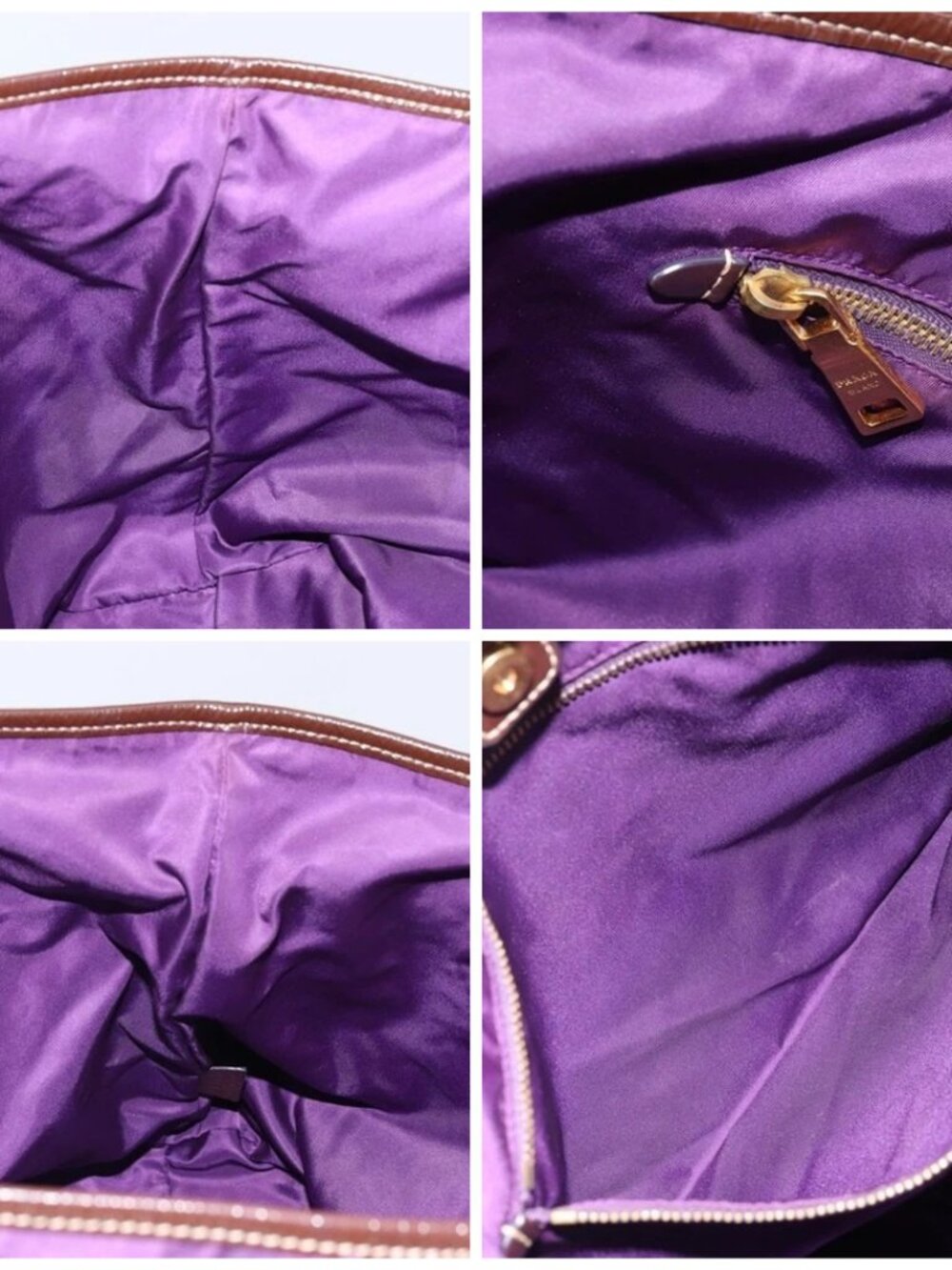 PRADA Tote Bag Nylon Purple Gold Auth 169896 - Picture 15 of 16